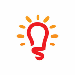 light bulb idea color line logo design