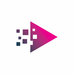 digital pixel play arrow logo design