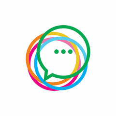 full color creative circle chat line logo design