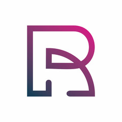 initial r letter color line logo design