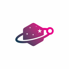 full color star hexagon orbit logo design