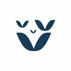initial v letter bird shape logo design