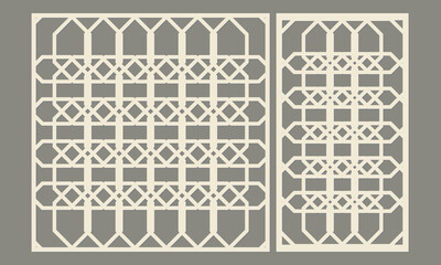 Geometric pattern of a complex polygon shape. Panel for laser cutting. Template for cutting plywood, wood, paper, cardboard and metal.