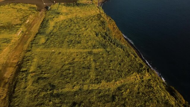 Restaurant And Scenic Lookout Of Miradouro Do Fio In Ponta Do Pargo, Portugal. aerial