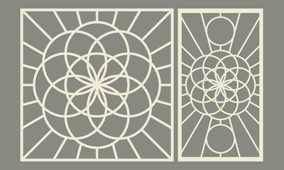 Geometric pattern of complex round shape. Panel for laser cutting. Template for cutting plywood, wood, paper, cardboard and metal.