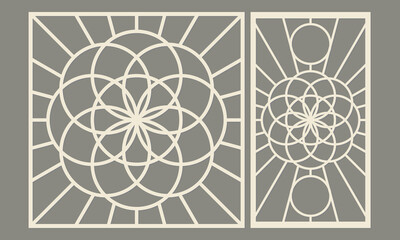 Geometric pattern of complex round shape. Panel for laser cutting. Template for cutting plywood, wood, paper, cardboard and metal.