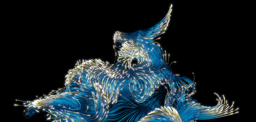 Beautiful abstract lines on a black background. Modern technological background. Futuristic design. 3d rendering image.