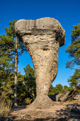 Unique rock formations in La Ciudad Encantada or Enchanted City near Cuenca, Spain, Castilla la Mancha