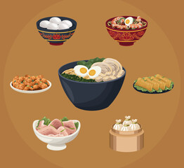 seven chinese food dishes