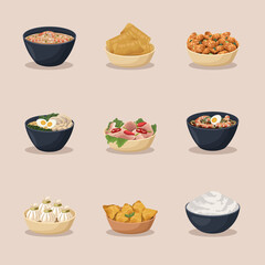 nine chinese food icons