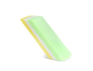 New eraser isolated on white. School stationery