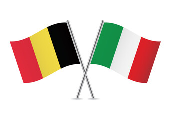 Belgium and Italy flags. Belgian and Italian isolated on white background. Vector illustration.
