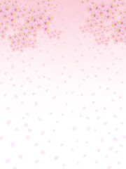 背景イメージ素材　満開の桜と桜吹雪（1）　長方形タテ