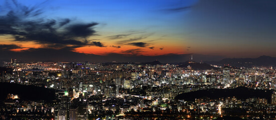 서울 한강 야경 도시 노을 하늘