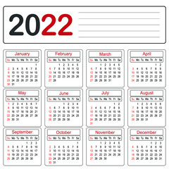 2022 year calendar simple and clean planner business design template - 481297594