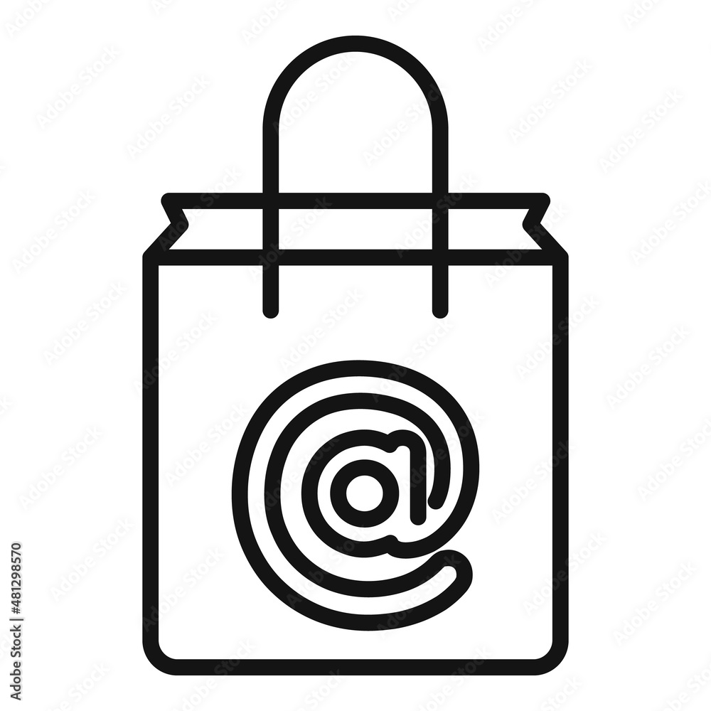 Sticker Web shop bag icon outline vector. Store card