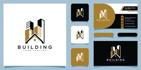Real estate logo, vector icon designs with business card design template