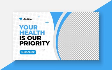 Medical healthcare youtube thumbnail and web banner template.Editable video thumbnail template