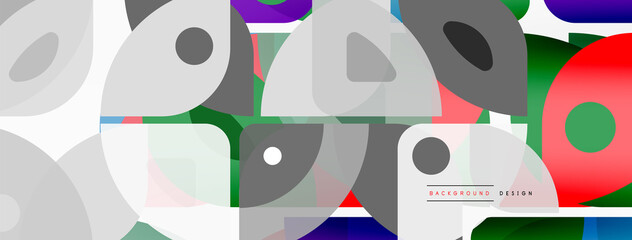 Obraz premium Lines, squares, circles and triangles. Geometric abstract background for wallpaper, banner, background, presentation or landing page