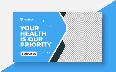 Medical healthcare youtube thumbnail and web banner template.Editable video thumbnail template