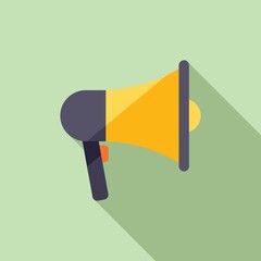 Marketing megaphone icon flat vector. Online media