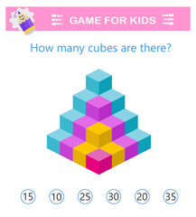 Math logic game for kids. Attention tasks for children. Kids activity sheet.