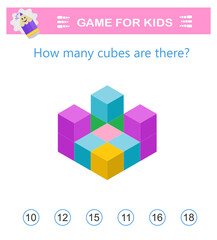 Math logic game for kids. Attention tasks for children. Kids activity sheet.