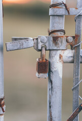 old metal padlock gate close protection 