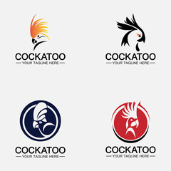 Set Cockatoo Parrot Bird logo design vector template