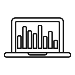Laptop data graph icon outline vector. Web online media