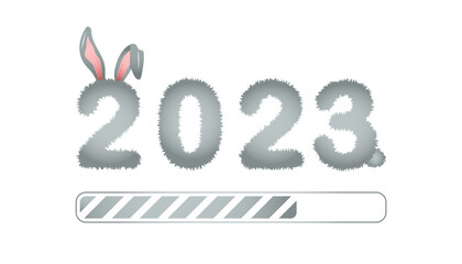 Countdown 2023. Year of rabbit. Progress of booting New year. Vector illustration isolated on white background.