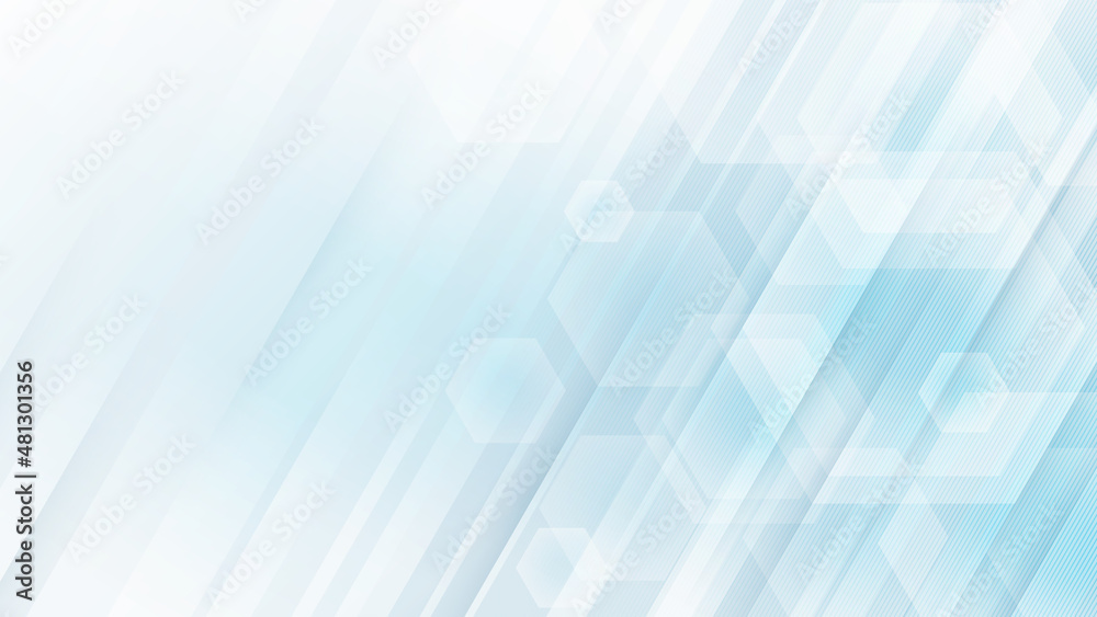Wall mural background with abstract blue geometric pattern. the composition is organized using hexagons and obl