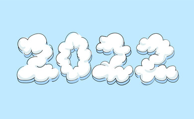 2022 구름 숫자 일러스트
