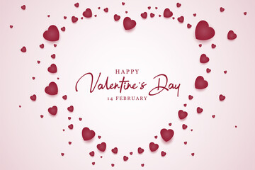 Paper art style valentines day background with heart illustration