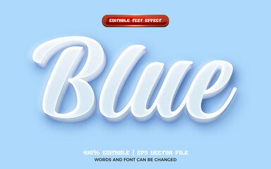 simple elegant white blue 3d editable text effect style