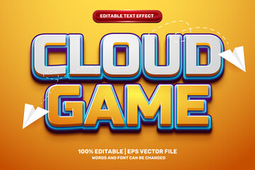 modern cloud game Bold 3D Editable text Effect Style