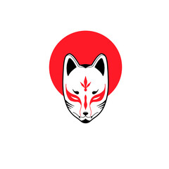 japanese fox mask vector, japanese mask