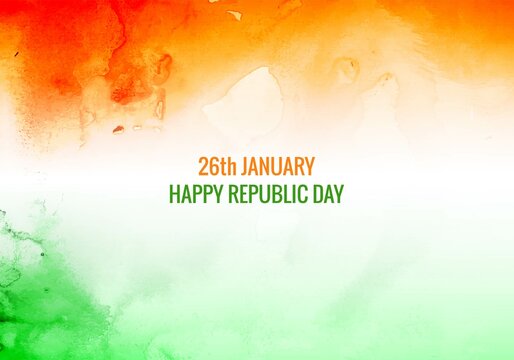 Elegant indian republic day tricolor theme watercolor texture background
