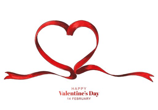 Elegant ribbon heart shape valentines day holiday card background