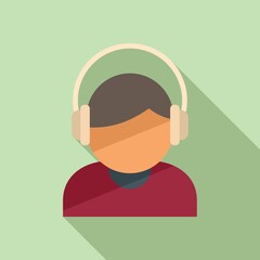 Headphones audio book icon flat vector. People training