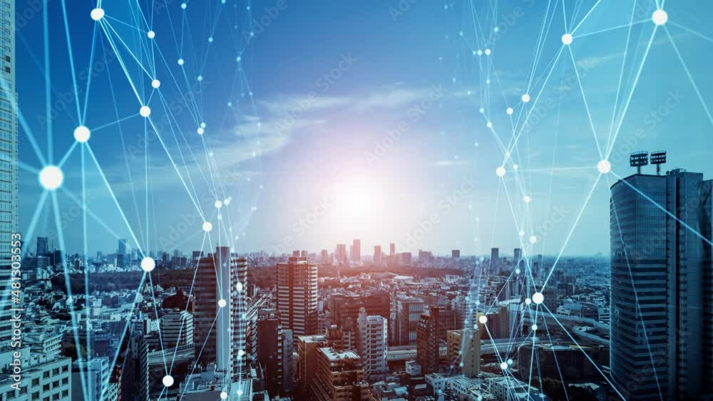 Poster smart city and communication network concept. 5g. iot (internet of things). telecommunication.