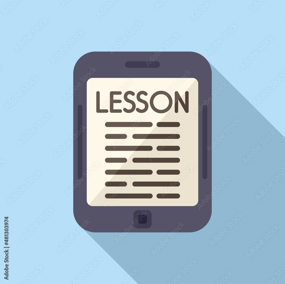 Sticker Online lesson icon flat vector. Digital school