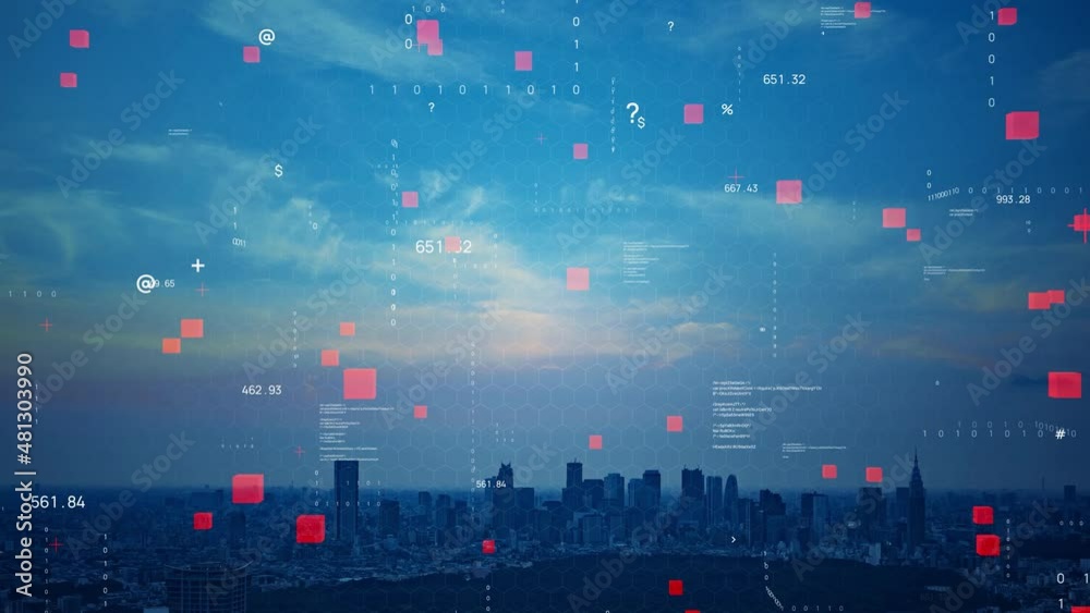 Aufkleber smart city and communication network concept. digital transformation.
