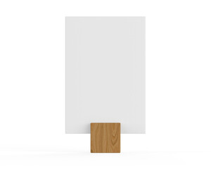 Blank wooden menu holder and buffet riser template, Table tent or table talker mockup template on isolated white background, 3d render illustration.