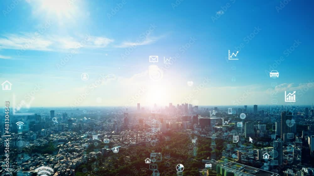 Poster smart city and communication network concept. 5g. iot (internet of things). telecommunication.