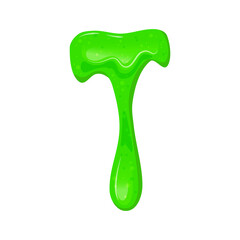 Green dripping slime. Viscous, sticky liquid. Vector cartoon illustration