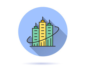 Obraz premium Smart city icon with long shadow for graphic and web design.