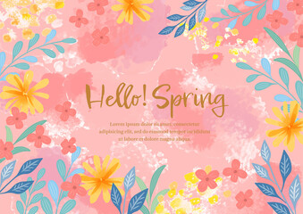 春の にぎやかな 花のフレーム