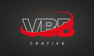VBB creative letters logo with 360 symbol vector art template design