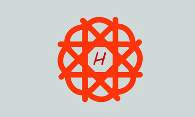 Alphabet H in round shape artistic or symbolic logo abstract monogram text vector template